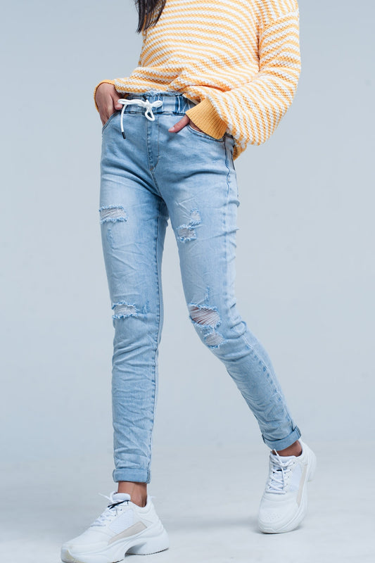 Q2 Jogger Lavado Ligero con cinturilla con cordón