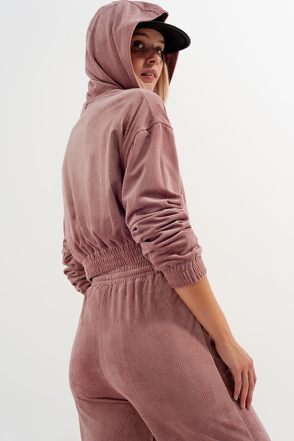 Joggers rosa con cordón ajustable de pana