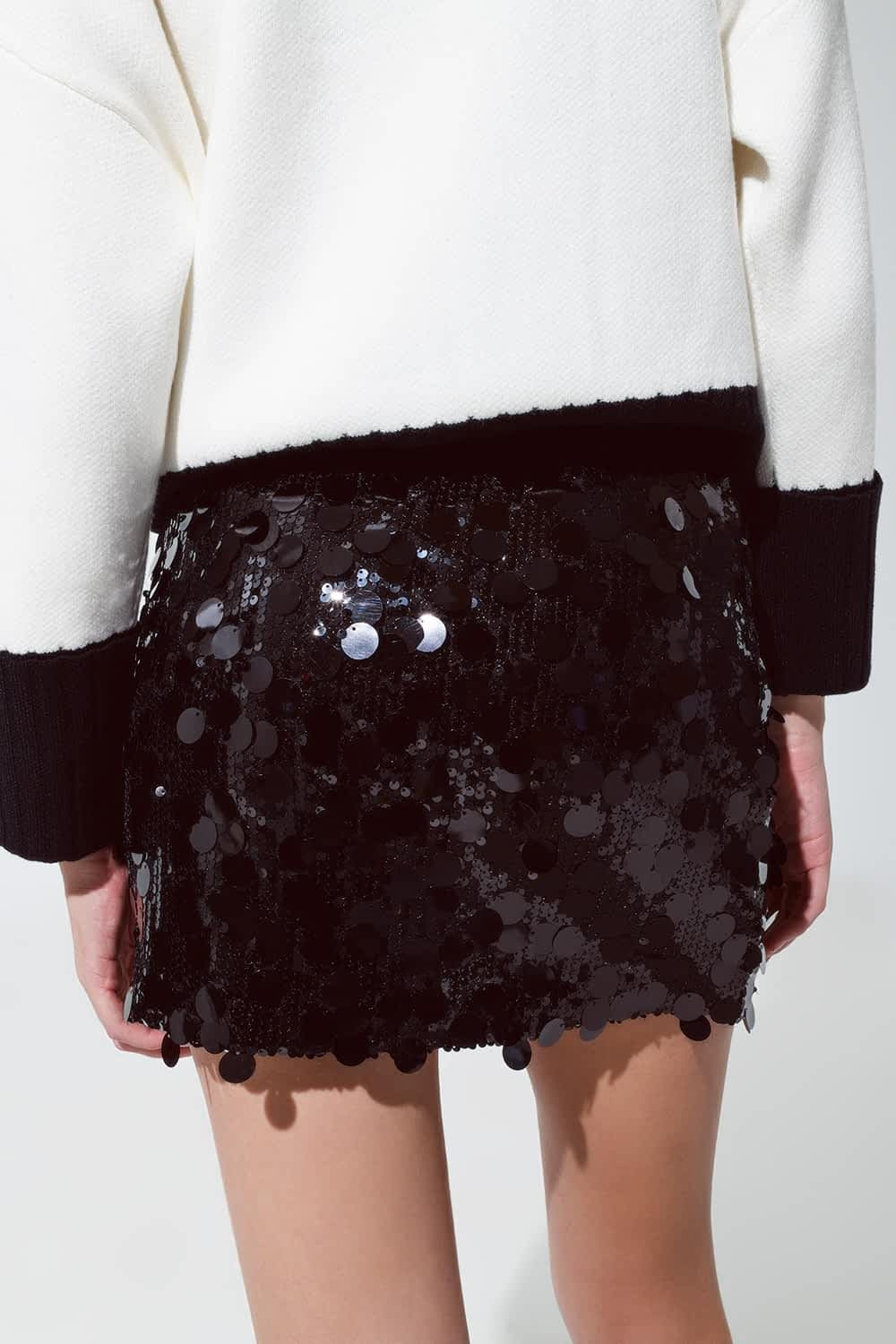 Minifalda Con lentejuelas Grandes en negro