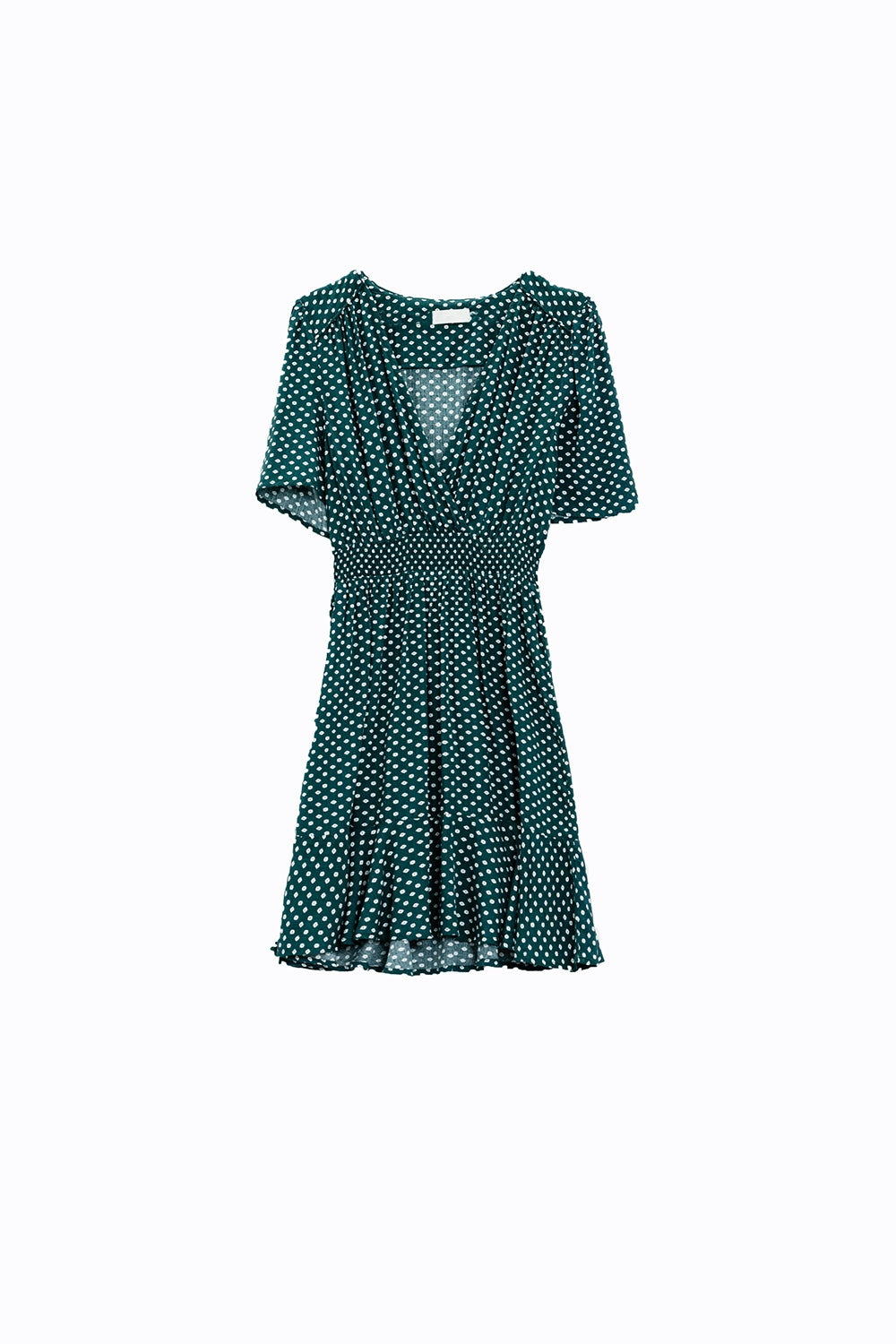 Minivestido verde con cintura ceñida y estampado floral