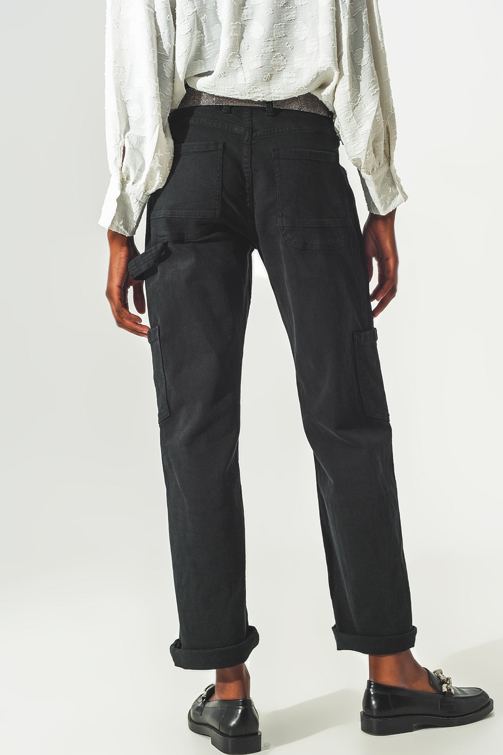 Pantalón Cargo Recto en Negro