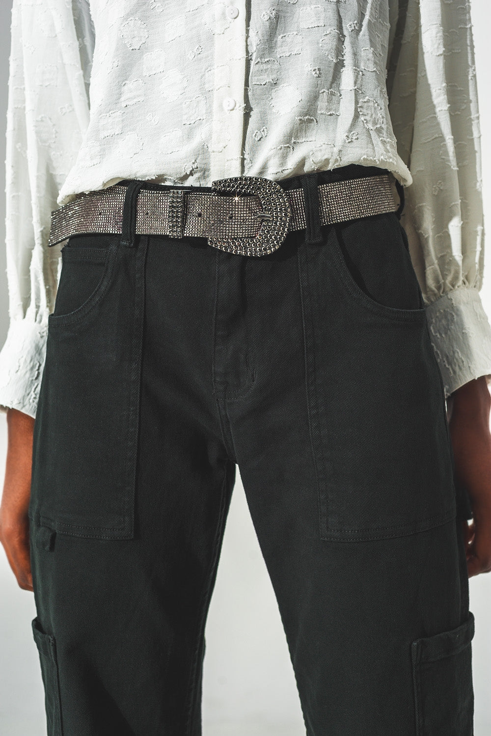 Pantalón Cargo Recto en Negro