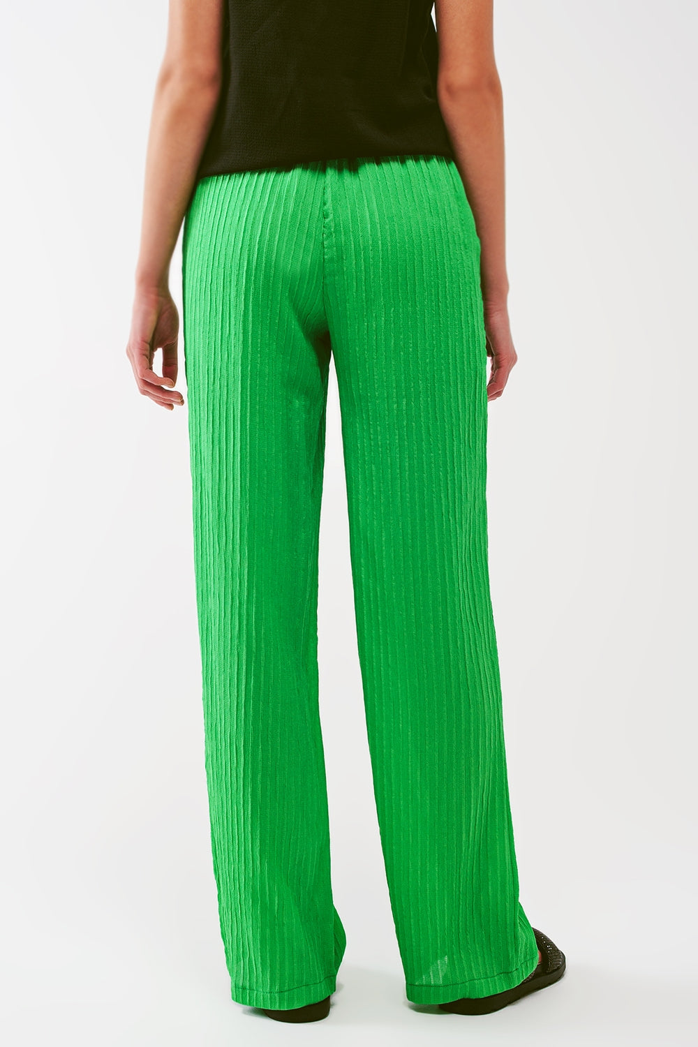 Pantalón de rayas holgado en verde