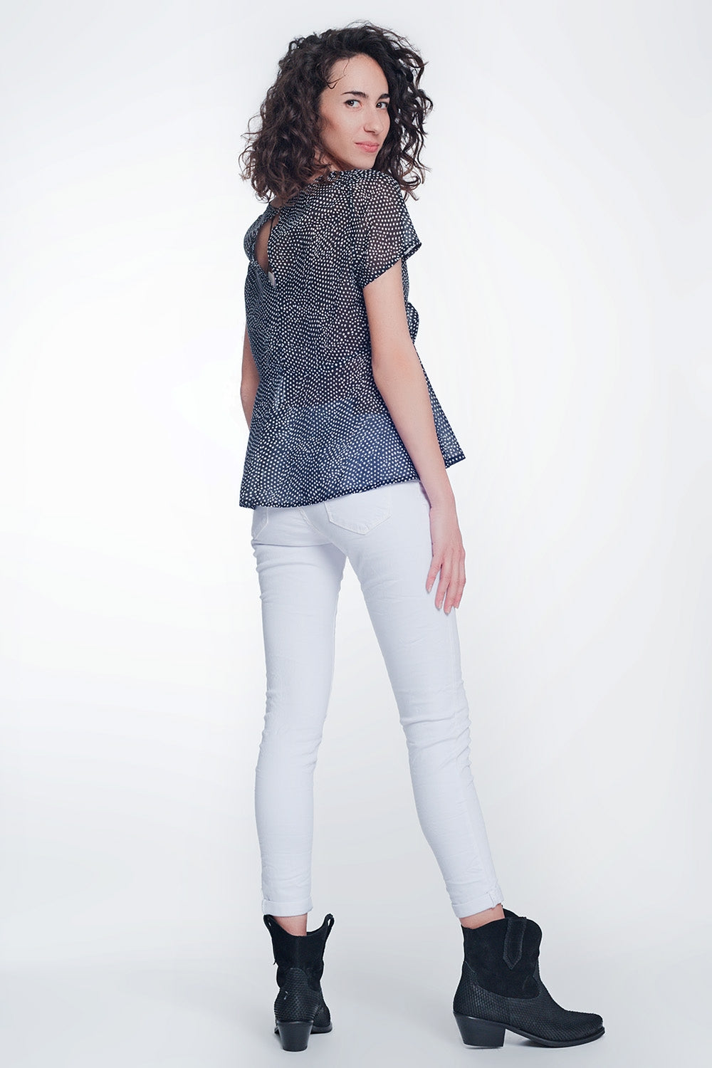 Pantalon de talle alto color blanco