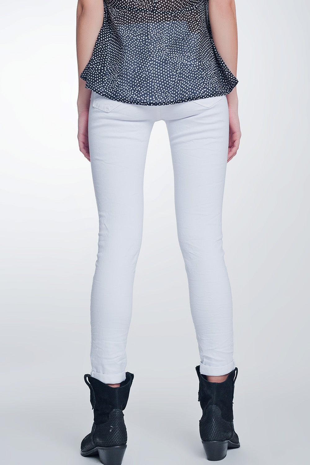 Pantalon de talle alto color blanco