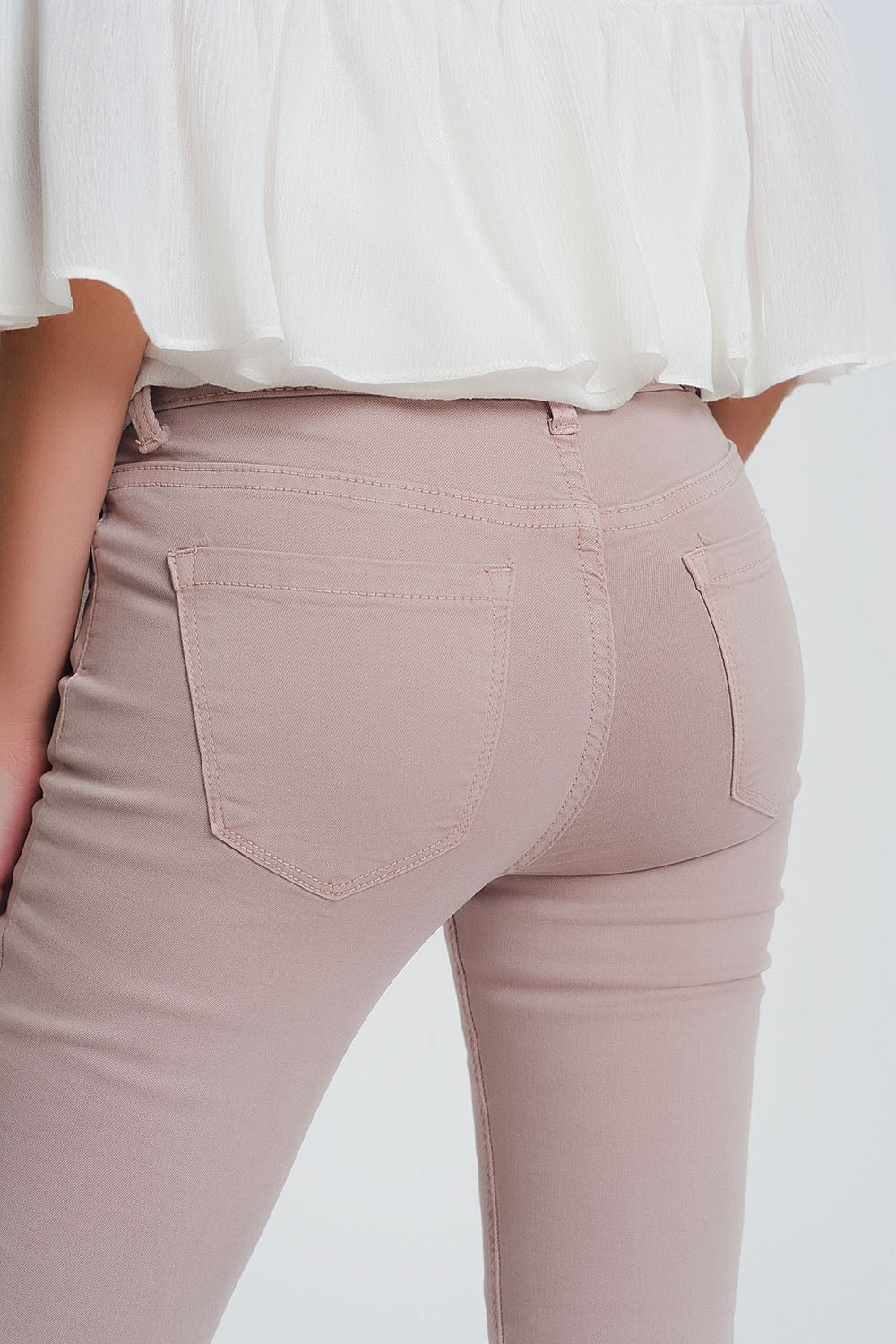 Pantalon de talle alto super ajustado en color rosa