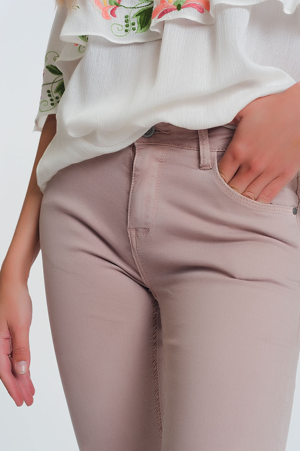 Pantalon de talle alto super ajustado en color rosa