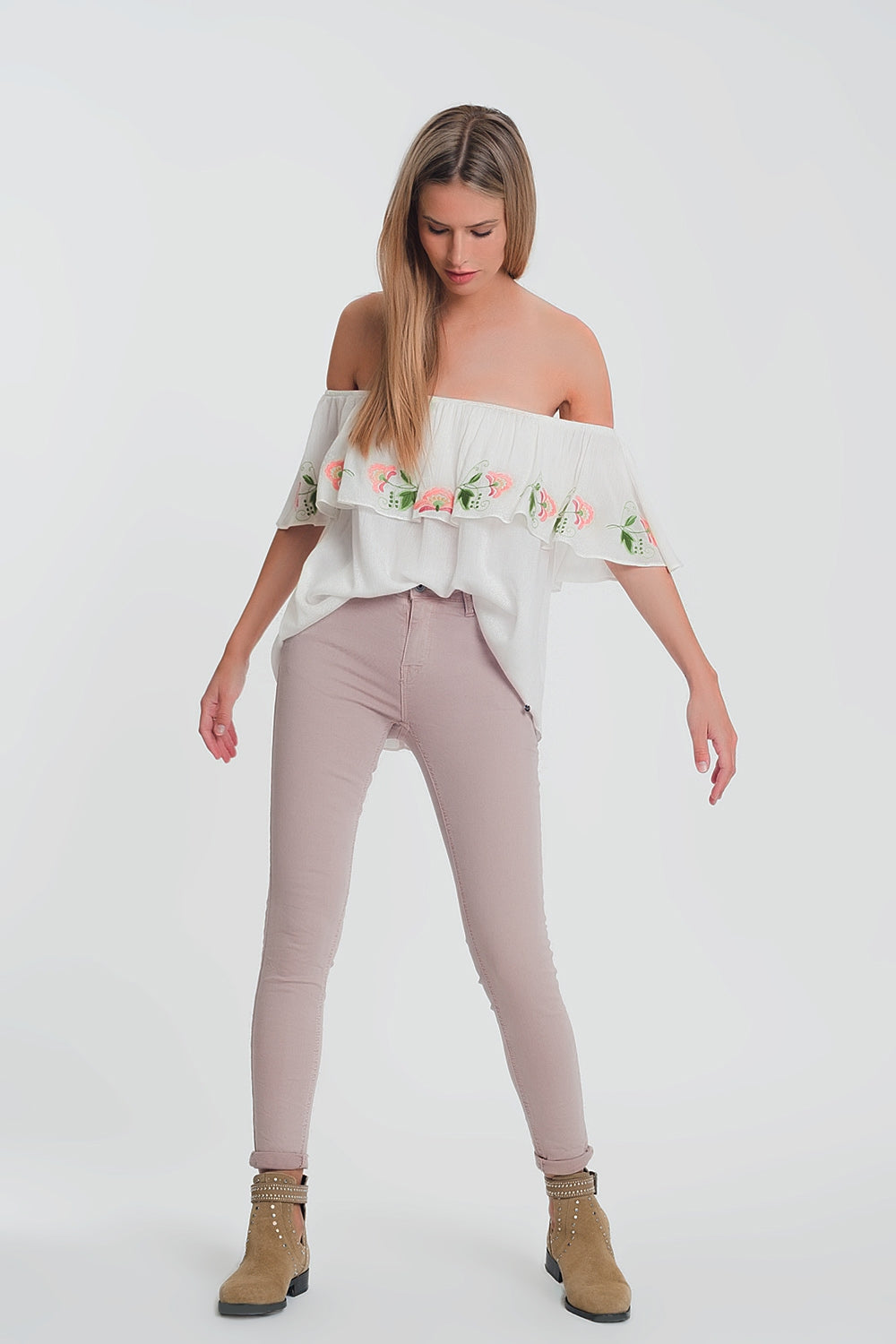Pantalon de talle alto super ajustado en color rosa