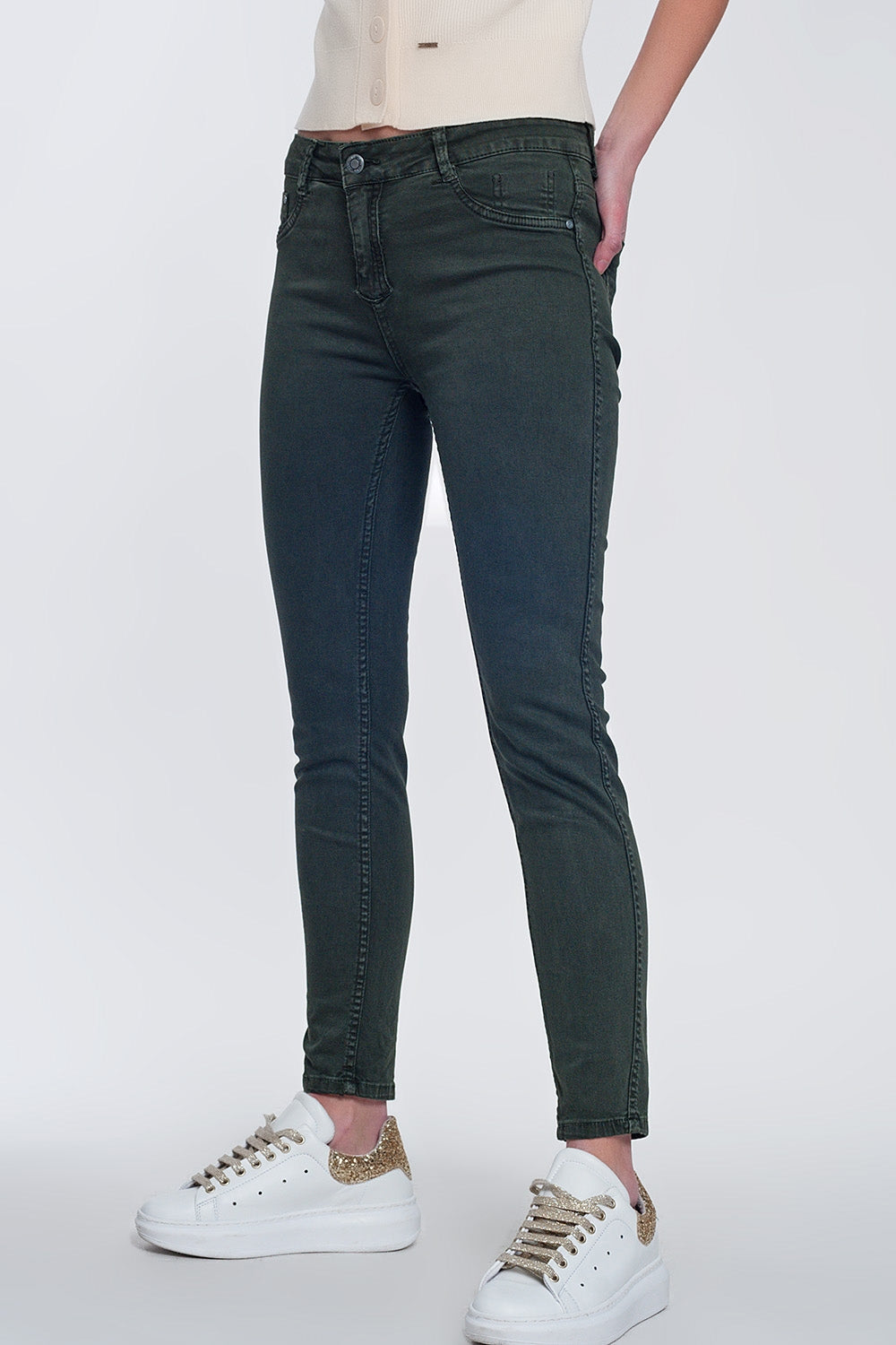 Pantalon estampado serpiente reversible en caqui