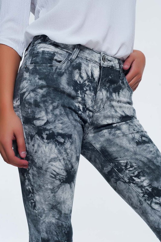 Q2 Pantalon gris slim teñido
