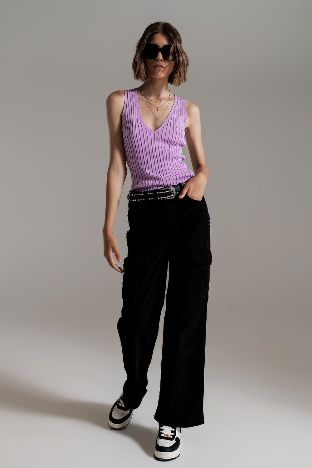 Pantalones cargo rectos en negro