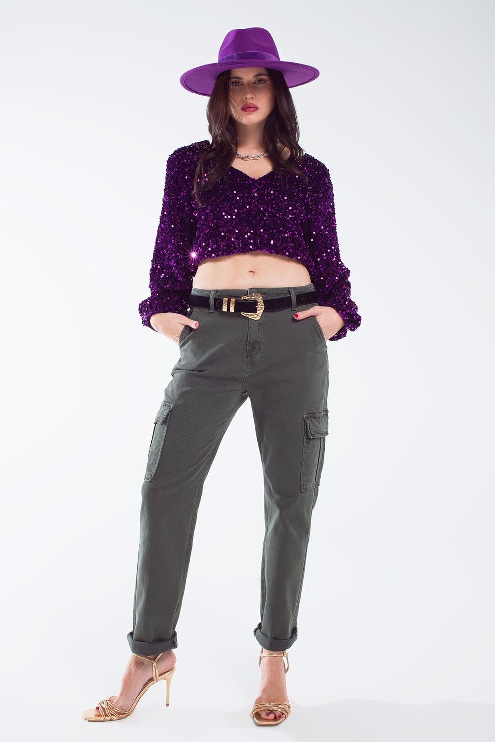 Pantalones cargo relajados en verde militar