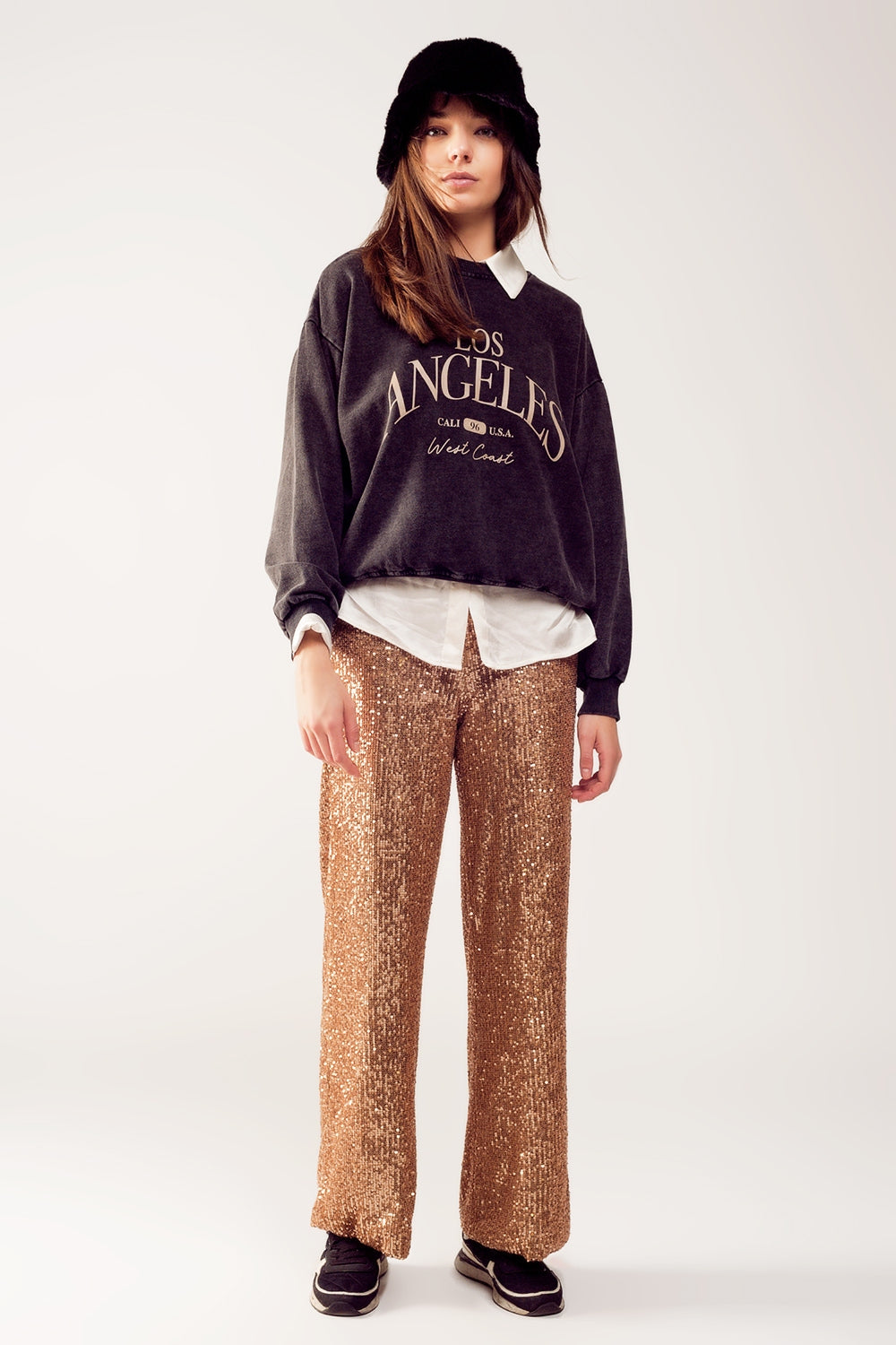 Pantalones de lentejuelas en oro