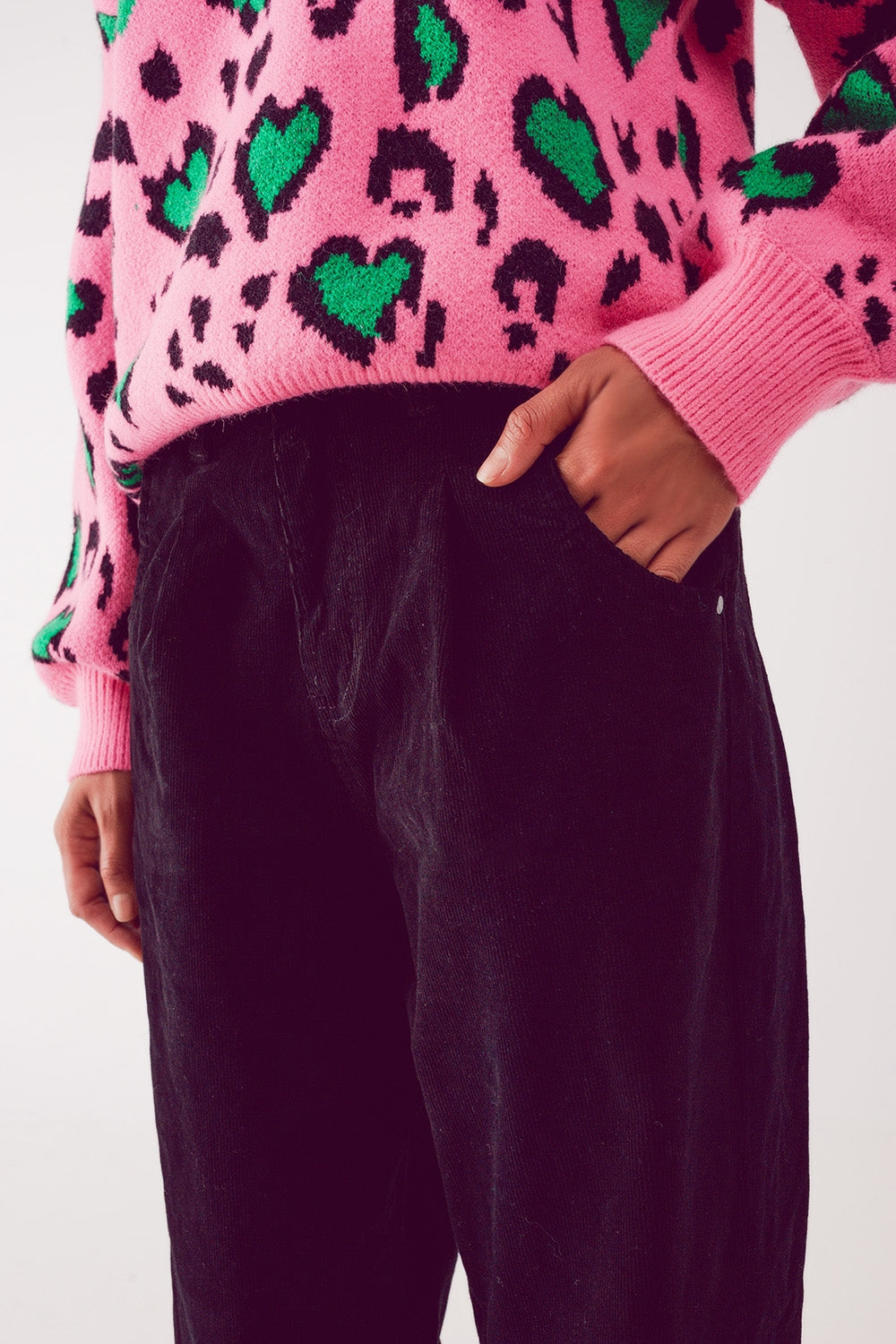 Pantalones de pana slouchy de talle alto
