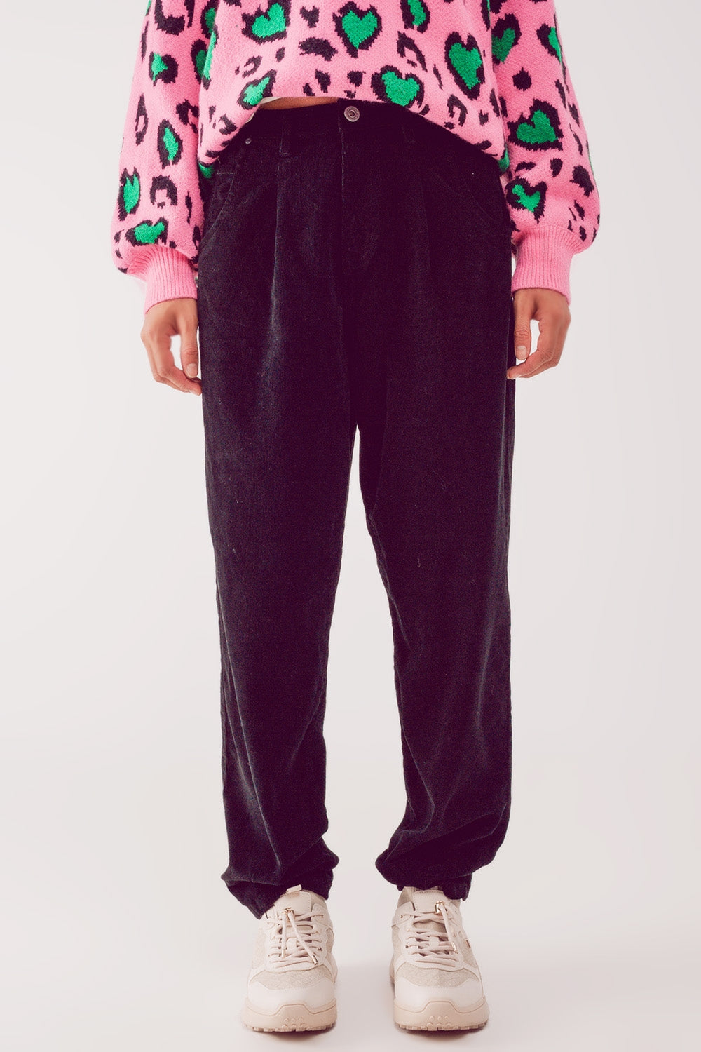 Pantalones de pana slouchy de talle alto