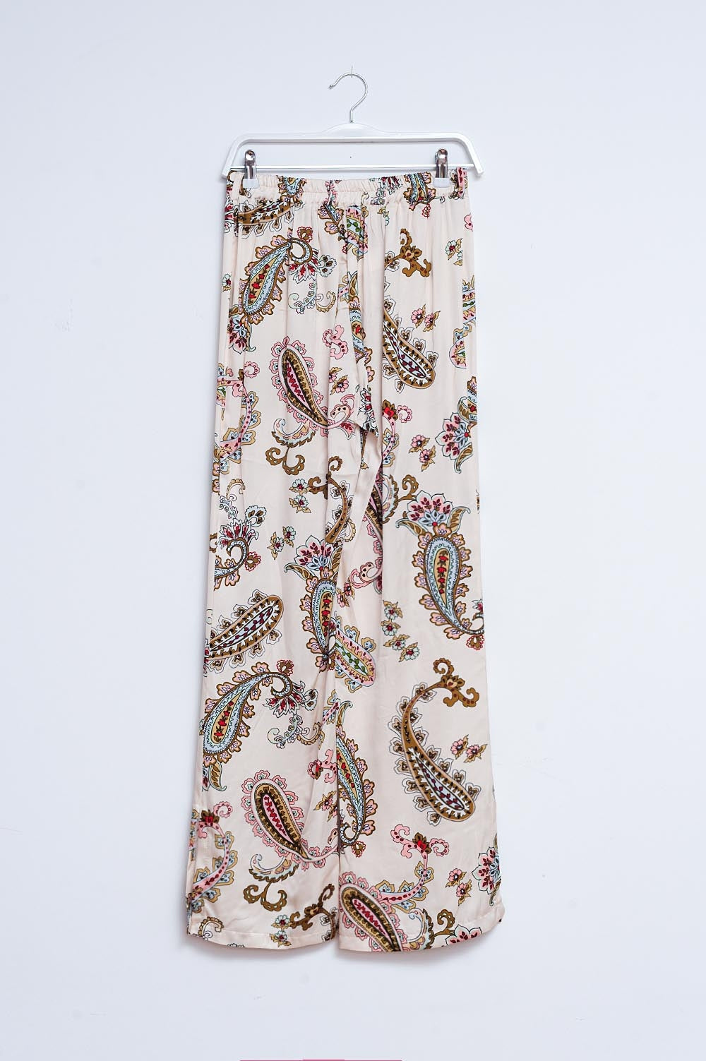 Pantalones de pernera ancha con estampado de cachemir