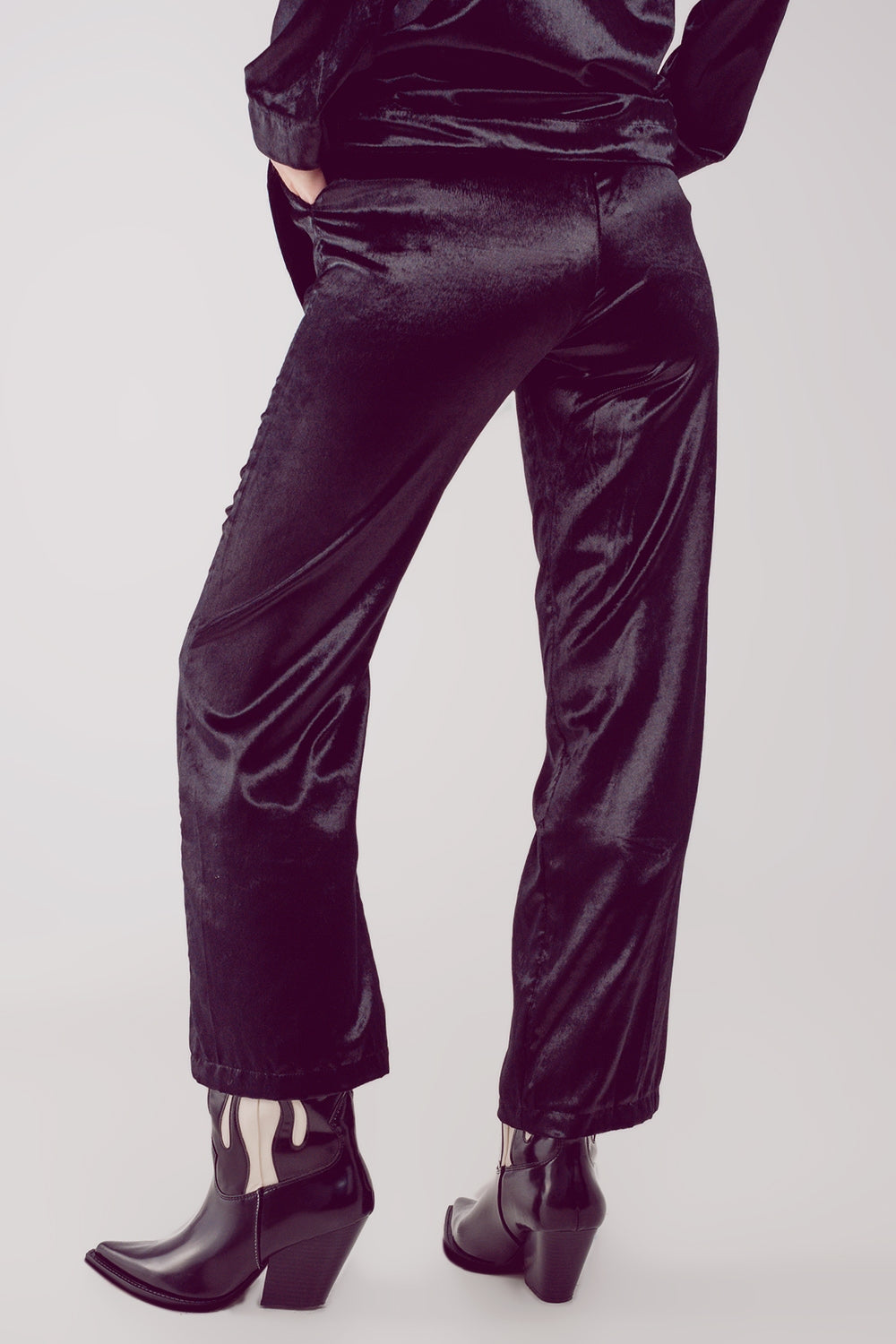 Pantalones de pernera recta en terciopelo negro