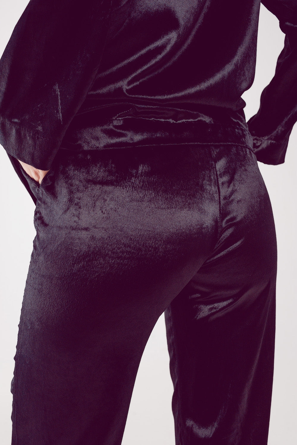 Pantalones de pernera recta en terciopelo negro