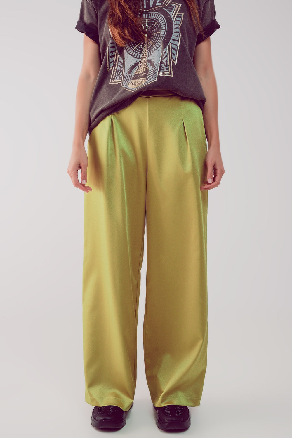 Pantalones lima de pernera ancha de satén