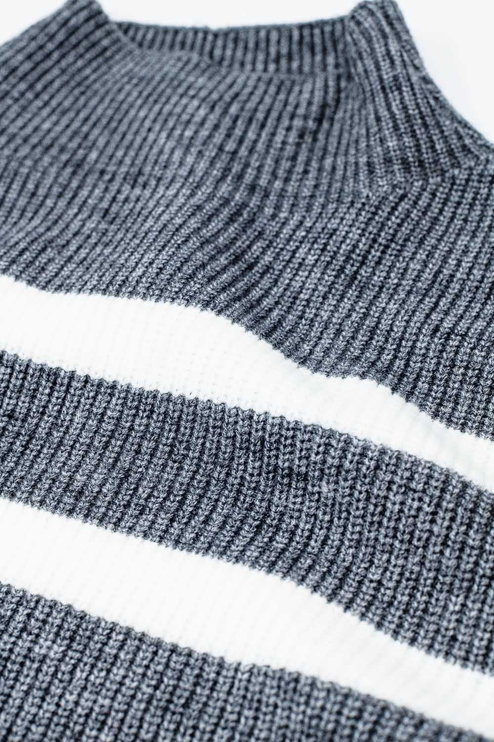 Punto elástico gris con rayas crema