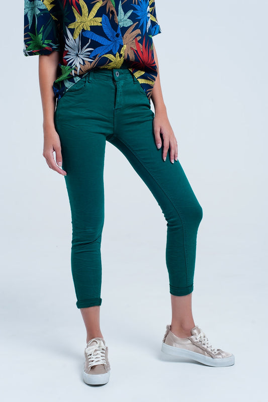 Q2 Skinny jeans elastico verde