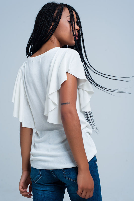 Q2 Sueter blanco con volantes