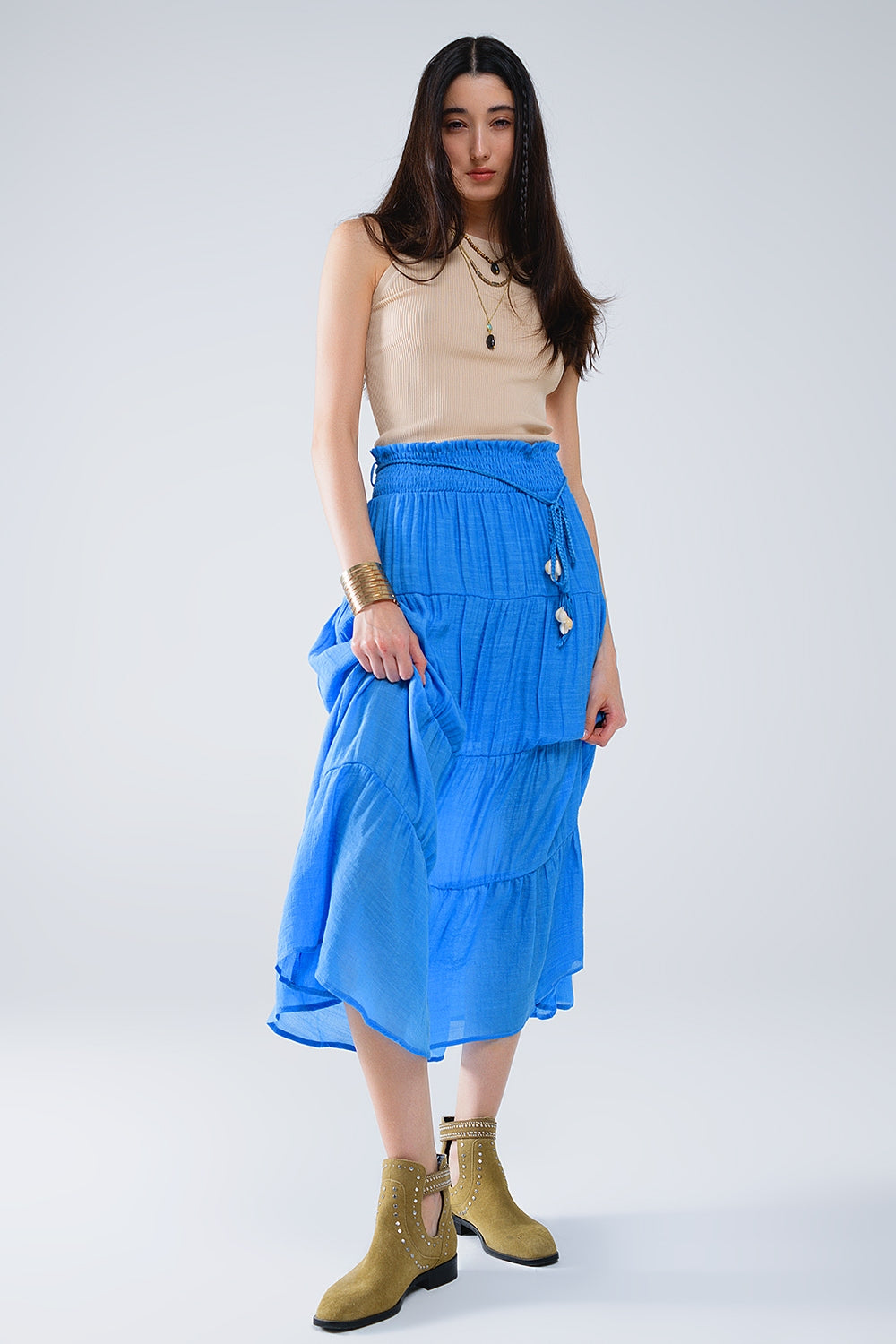 Top de punto sin mangas Beige