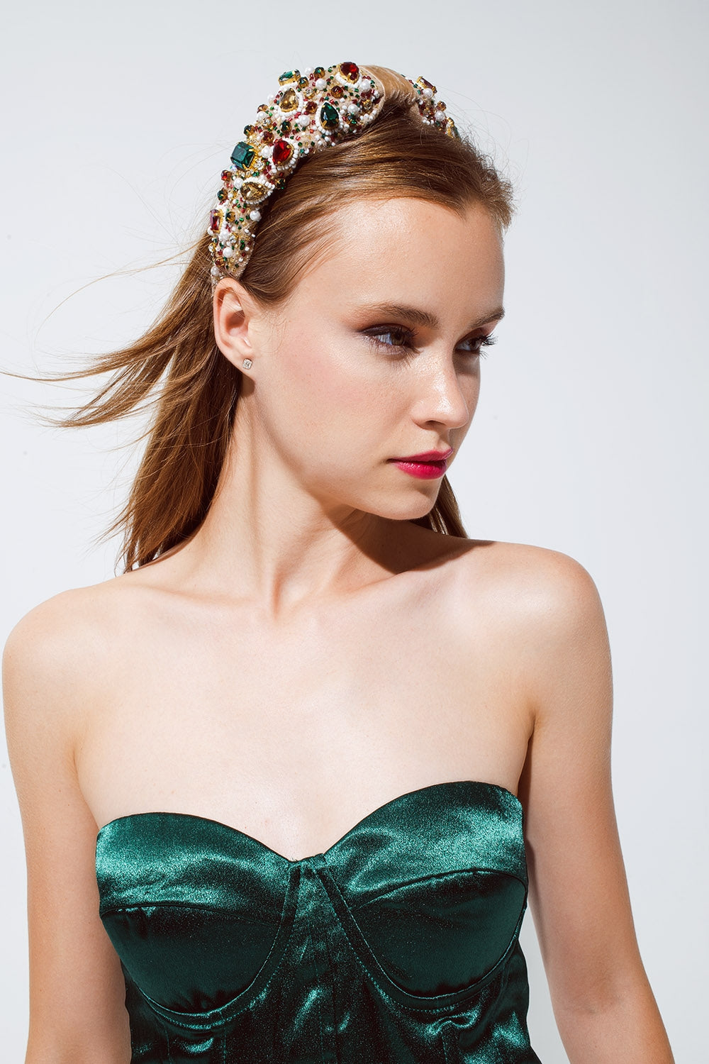 Top Sin Tirantes Estilo Corsé En Verde Esmeralda