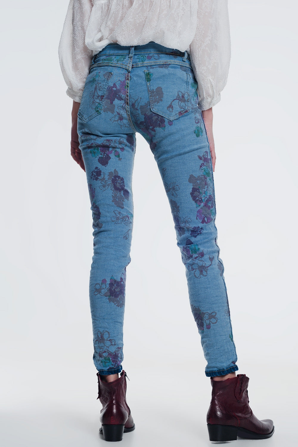 Vaquero reversible con estampado de flores