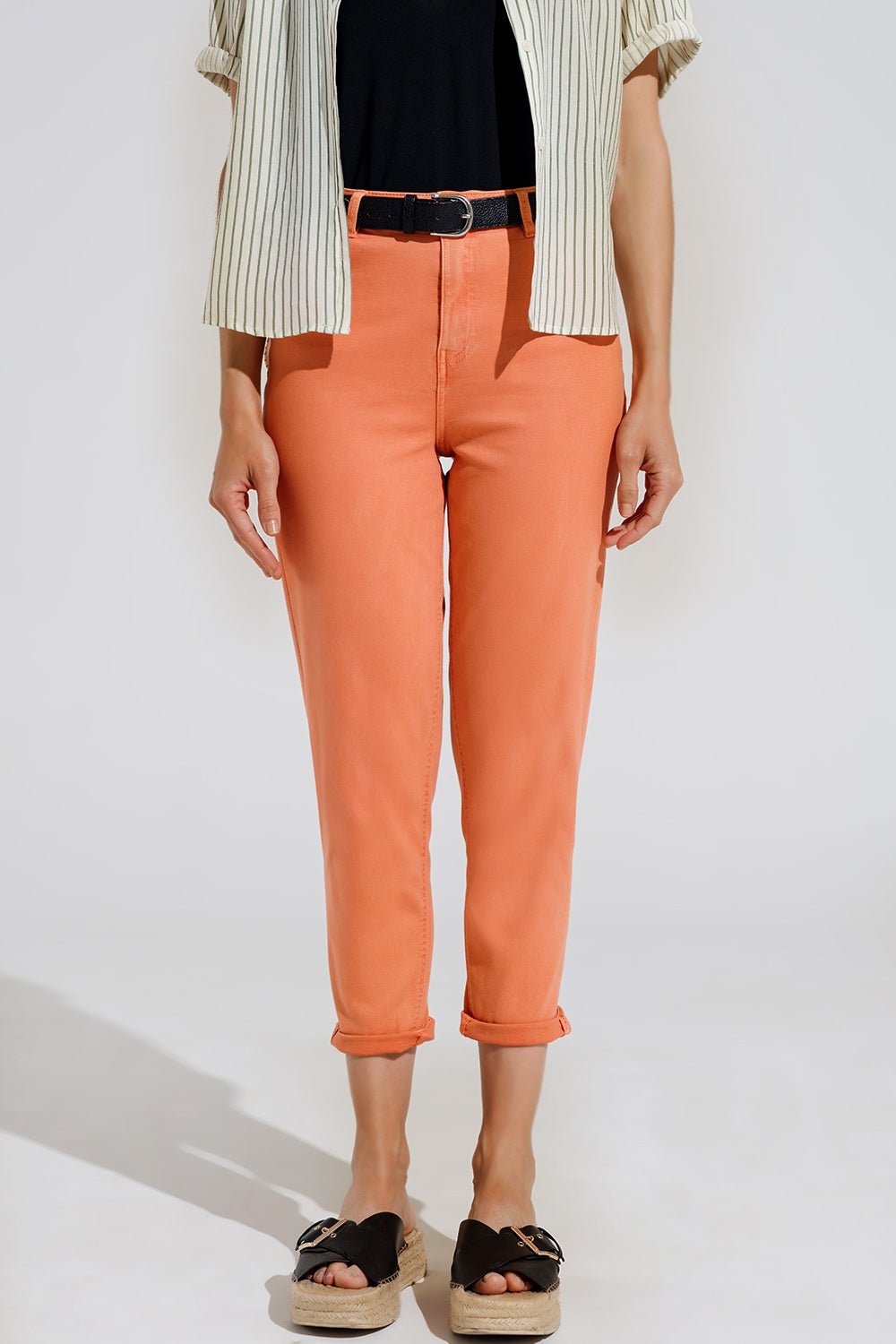 Q2 Vaqueros Basic tobilleros en naranja