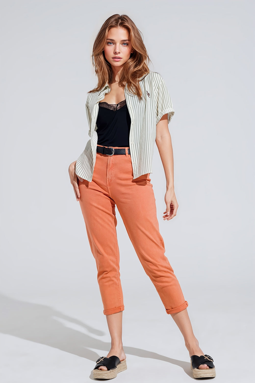 Vaqueros Basic tobilleros en naranja