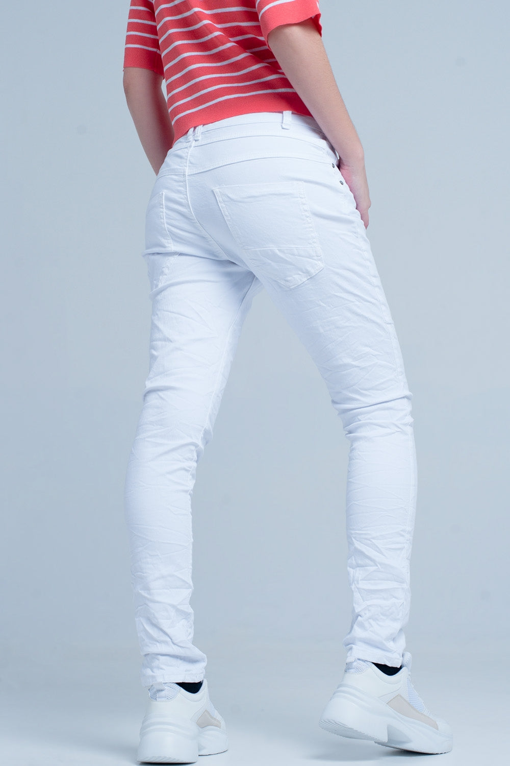 Vaqueros blancos Boyfriend de corte sllim