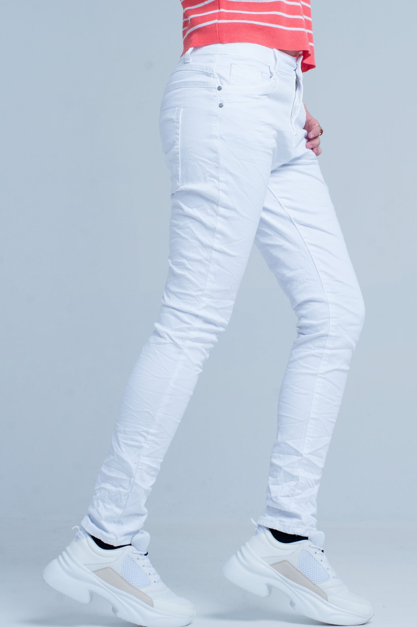 Vaqueros blancos Boyfriend de corte sllim