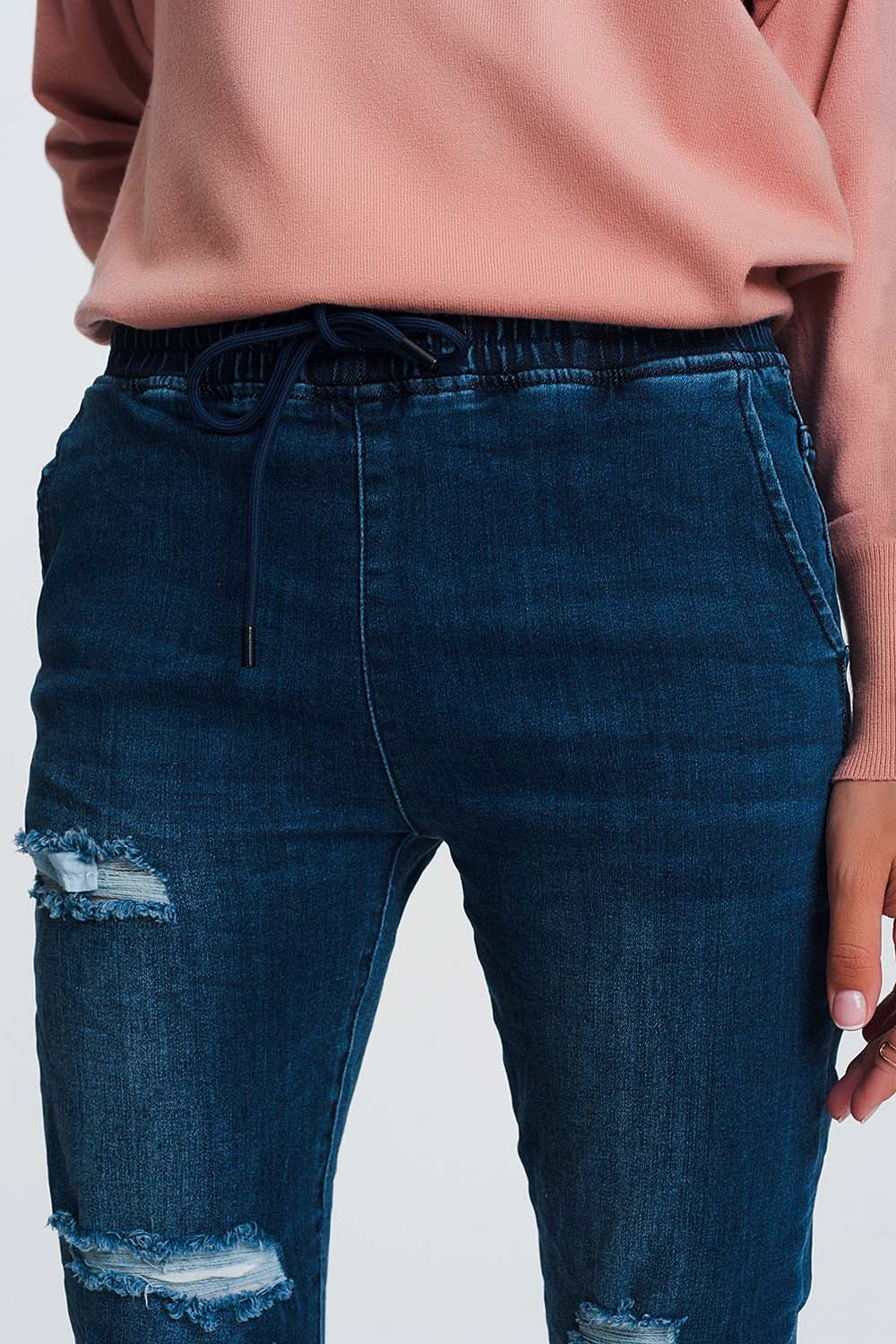 Vaqueros ligeros estilo joggers azul oscuro