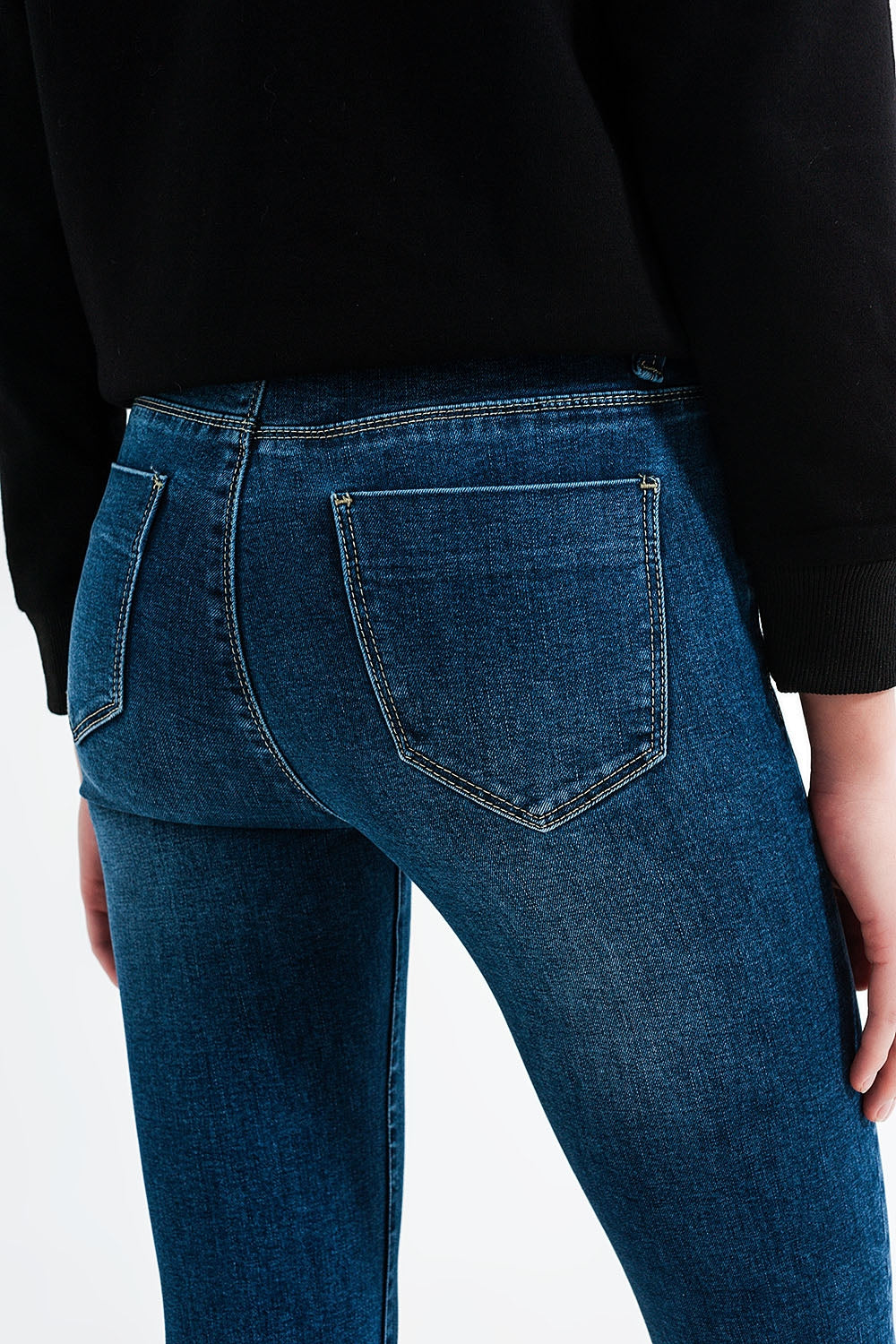 Vaqueros skinny con lavado azul medio de talle alto