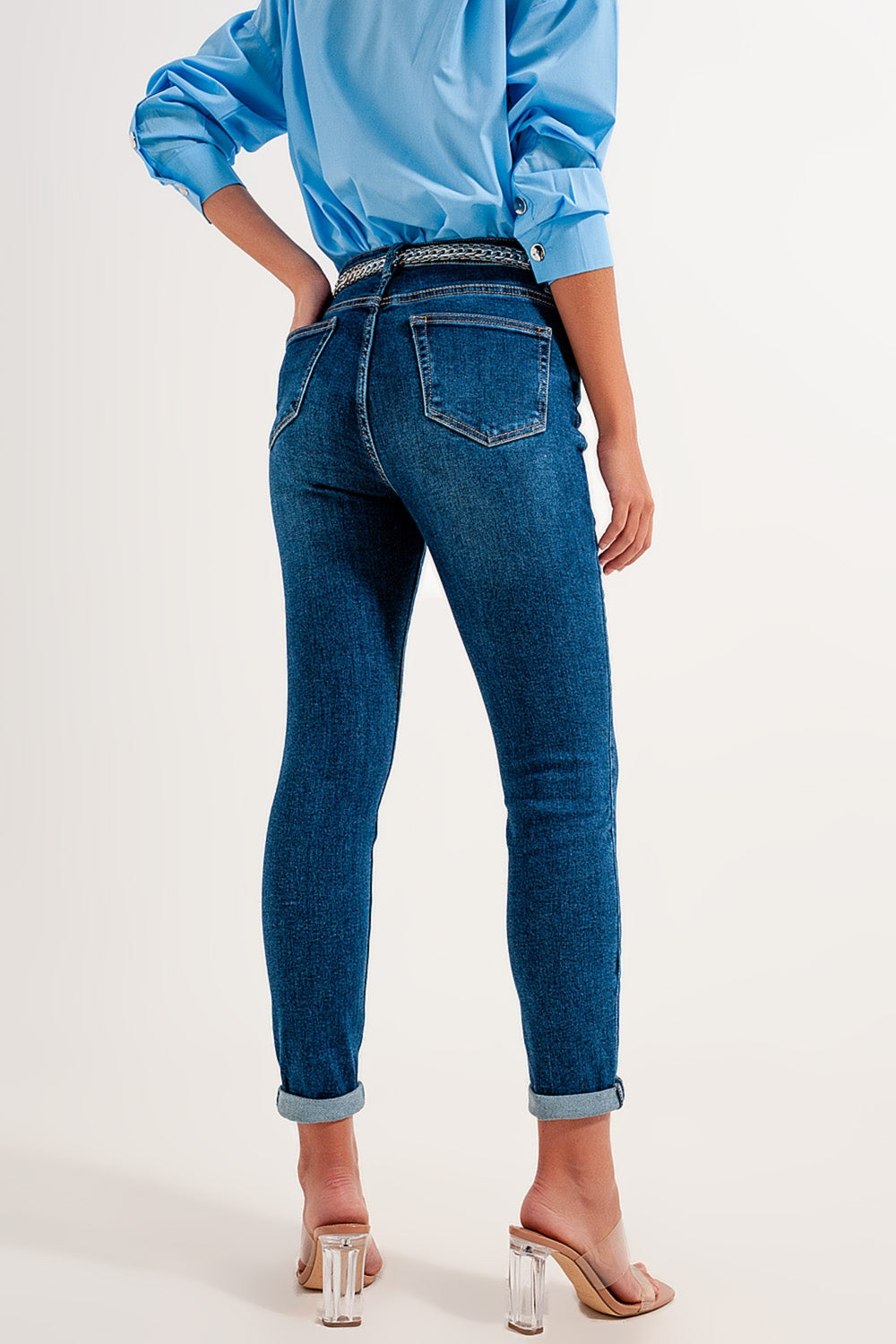 Vaqueros skinny con lavado oscuro de talle alto