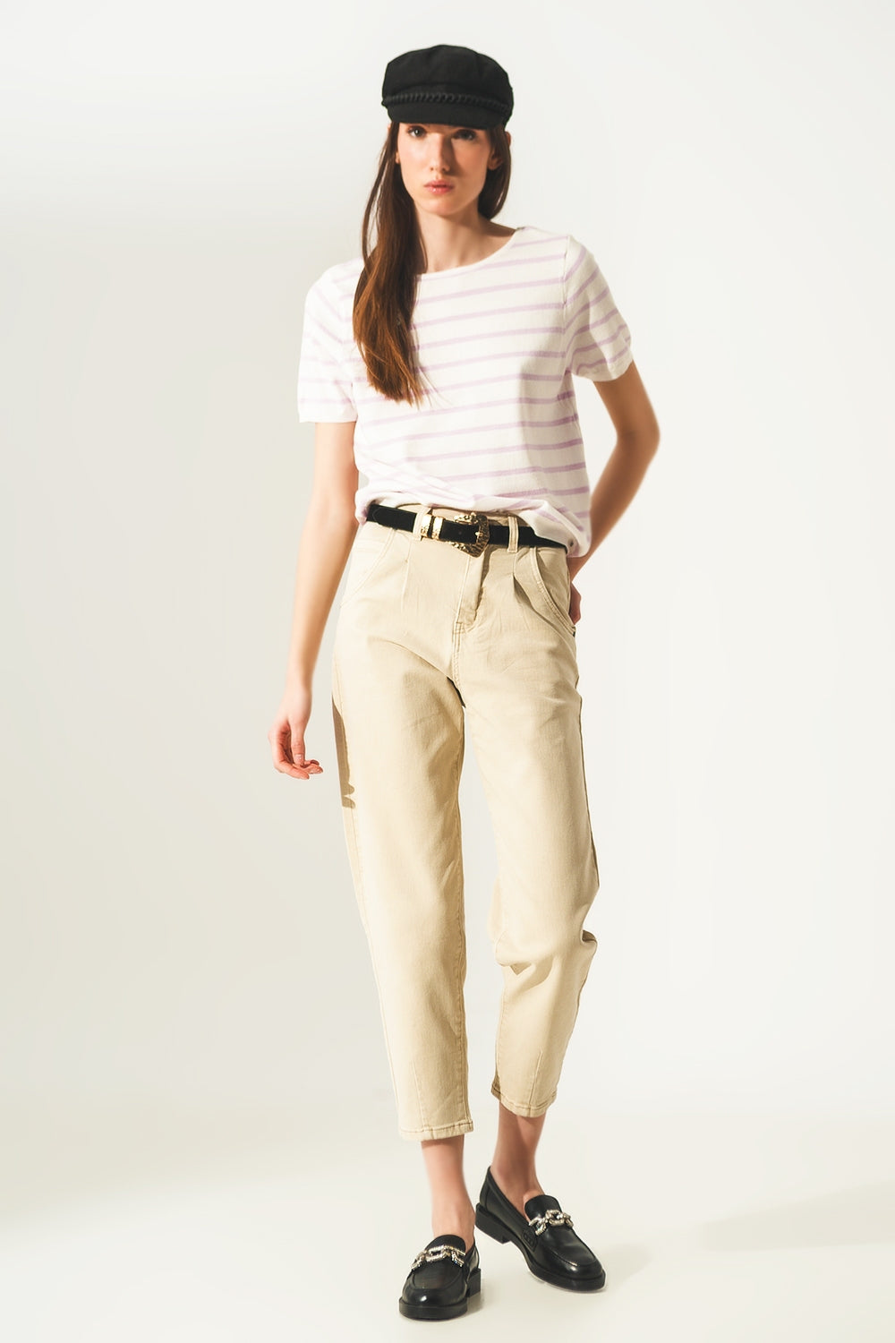 Vaqueros tobilleros en beige
