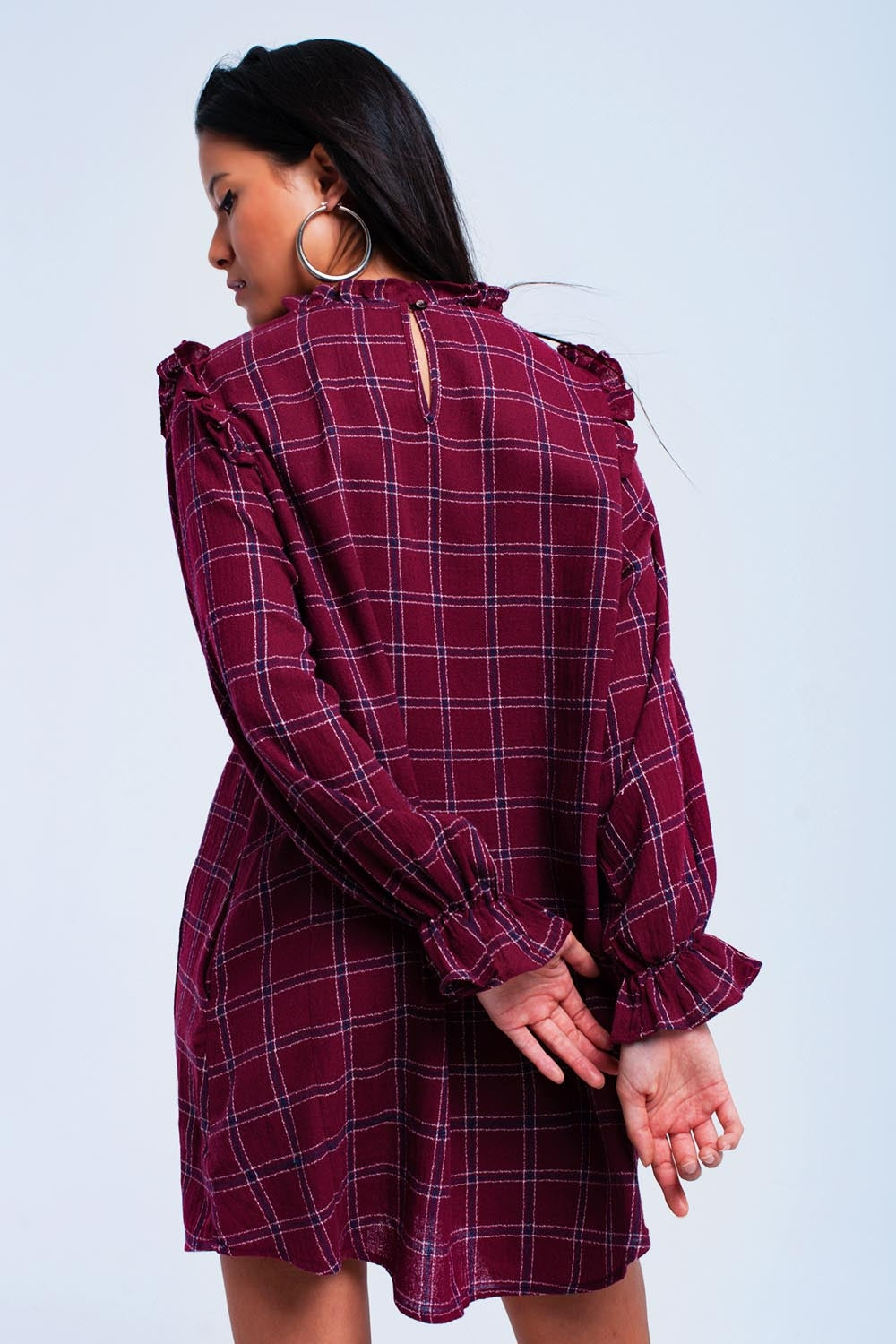 Vestido burdeos de cuadros
