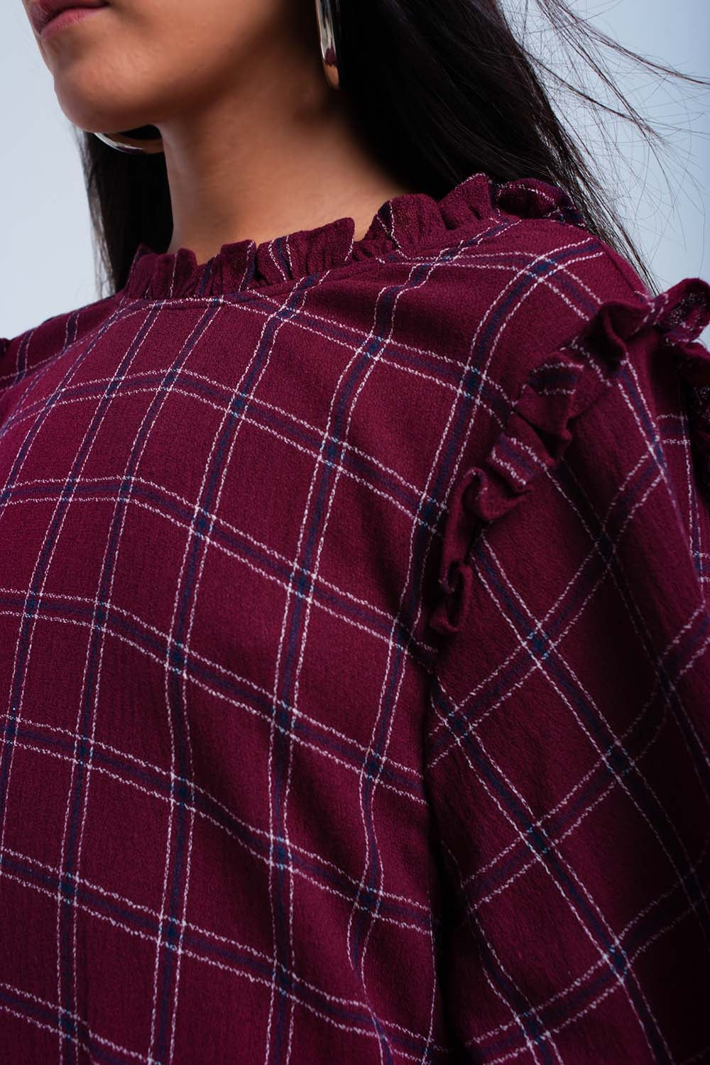 Vestido burdeos de cuadros