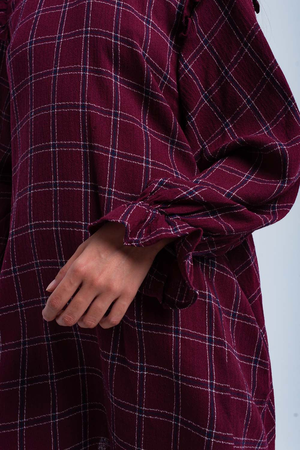 Vestido burdeos de cuadros
