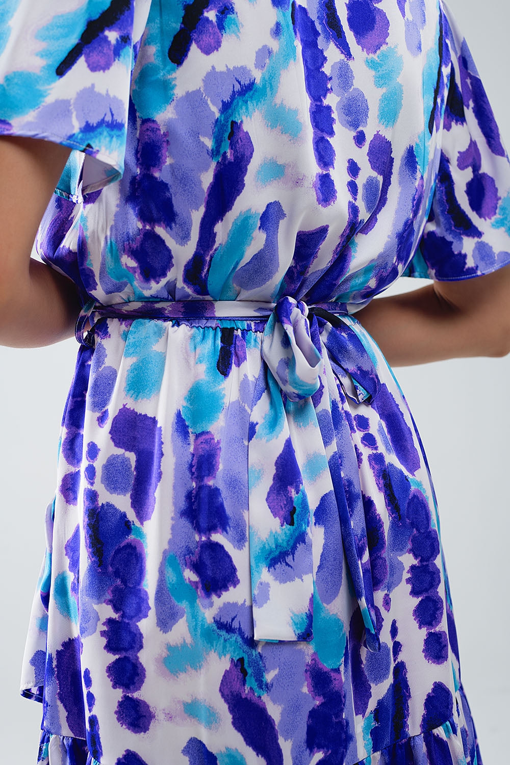 Vestido corto de tirantes azul y morado