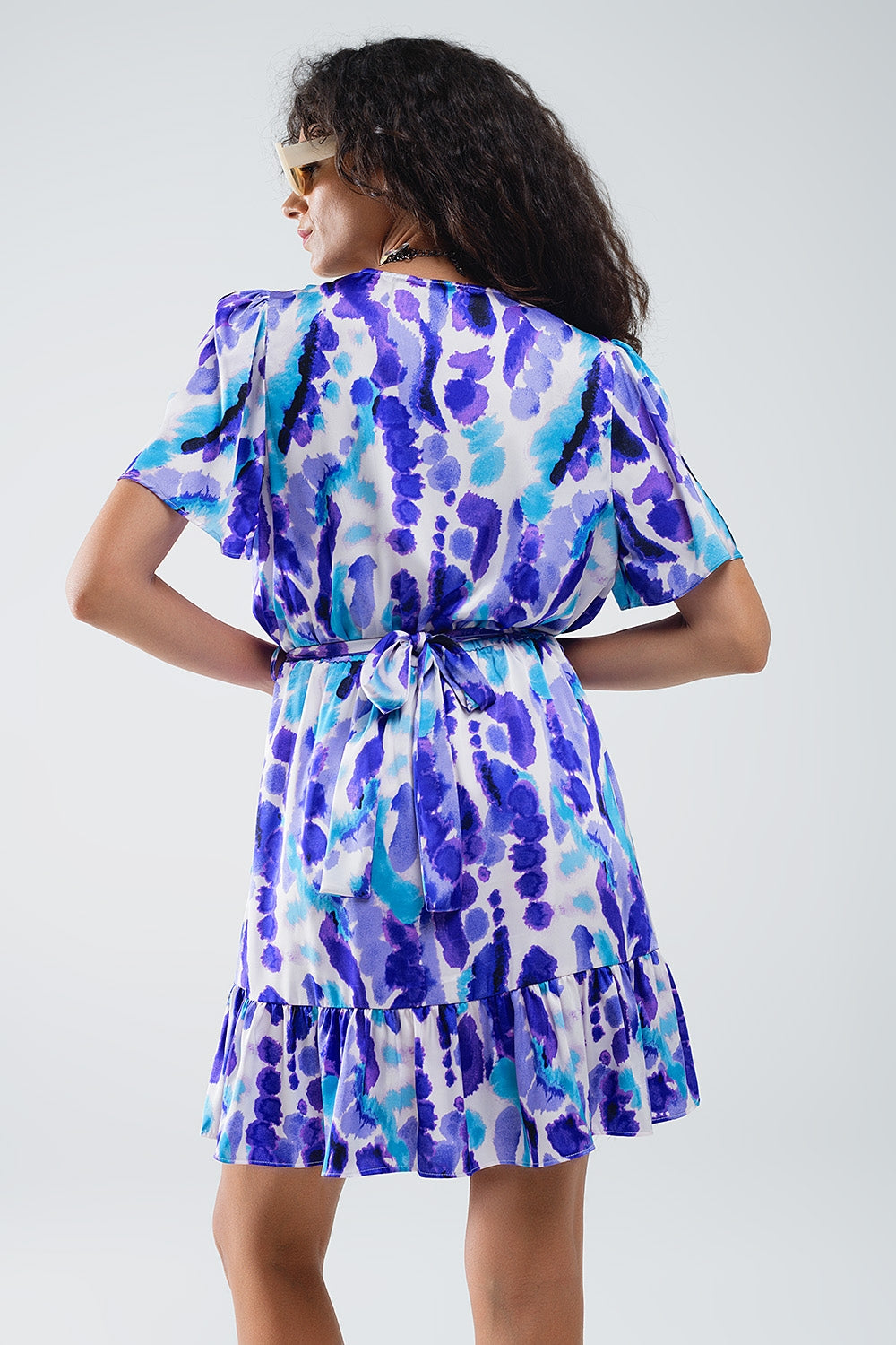 Vestido corto de tirantes azul y morado