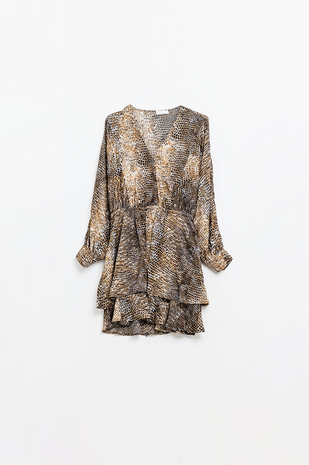 Vestido de gasa con estampado de leopardo marrón