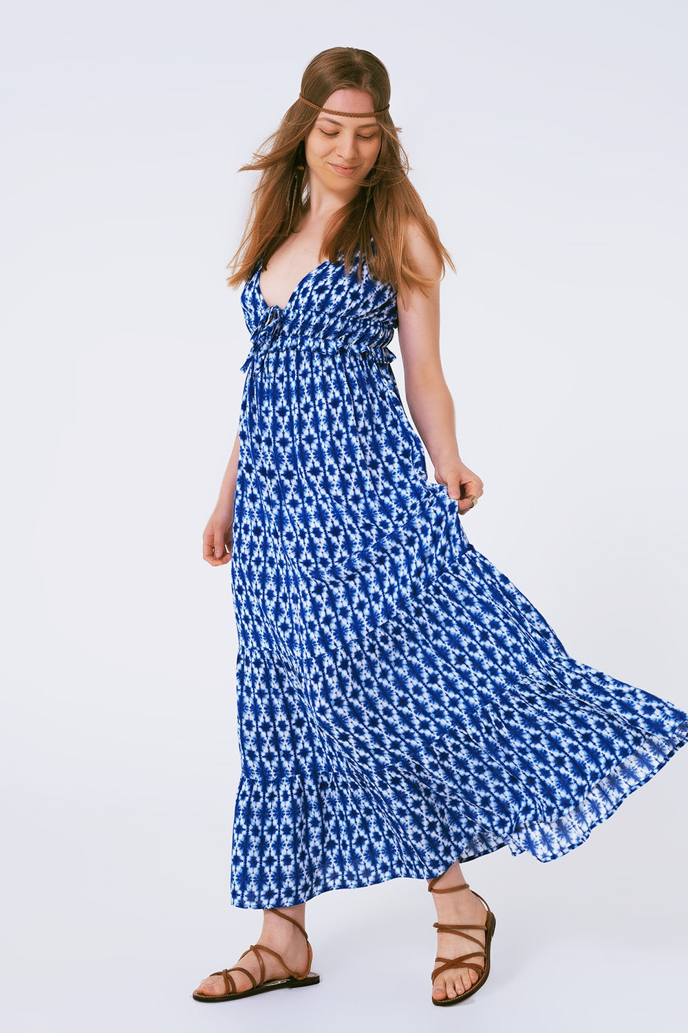 Vestido largo boho estampado con tirantes