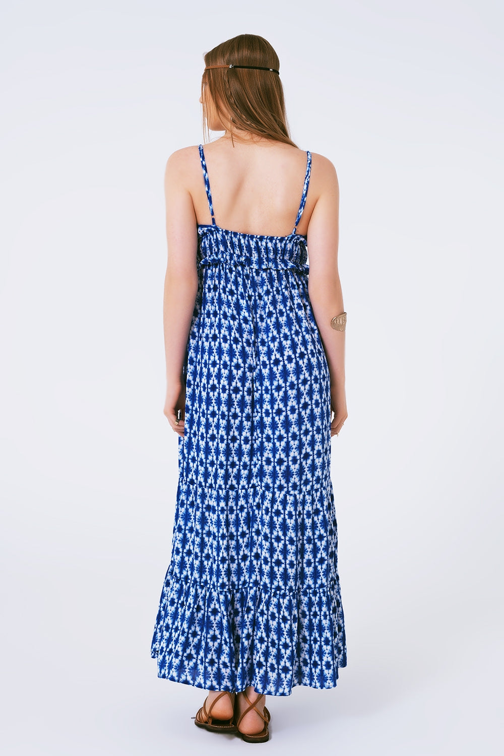 Vestido largo boho estampado con tirantes