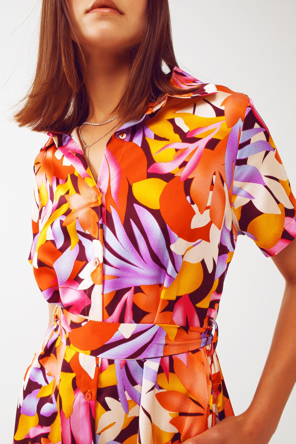 Vestido midi estampado floral en multicolor