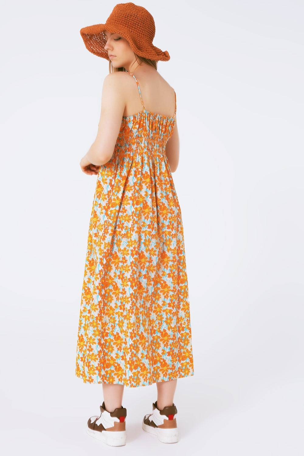 Vestido playero largo estampado de flores