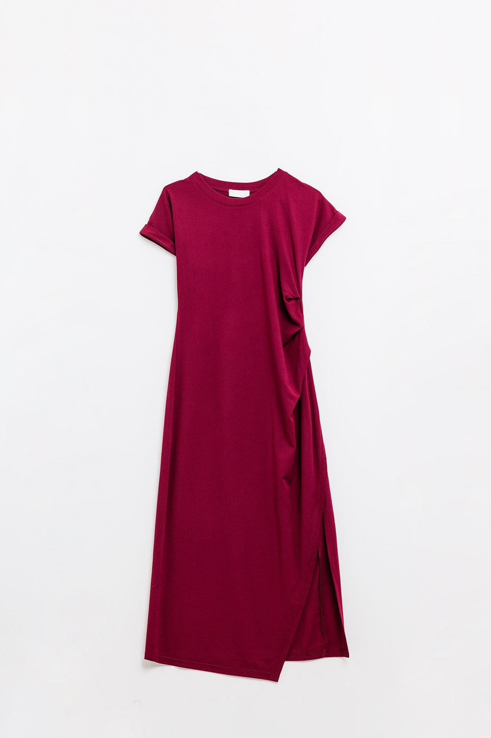 Vestido sin mangas de tencel elástico color burdeos
