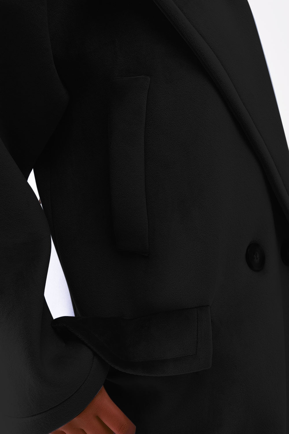 Abrigo oversize imitación ante en color negro