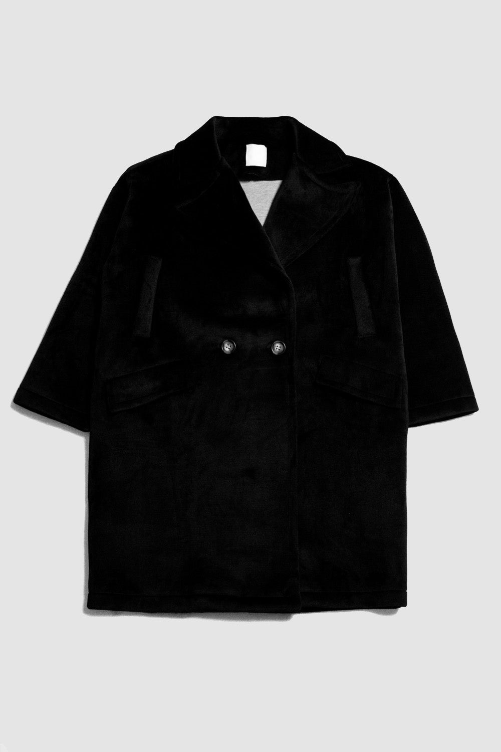 Abrigo oversize imitación ante en color negro